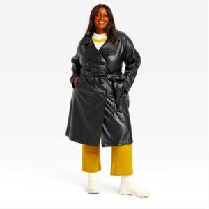Ava & Viv Pleather Belted Plus Size Trench Coat 2X NWOT